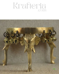 Brass Elephant Pooja Stools With Hanging Bells Brass Ware