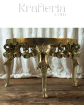 Brass Elephant Pooja Stools With Hanging Bells Brass Ware