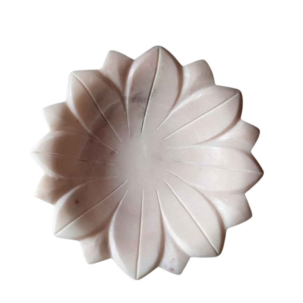 Handcrafted Marble Lotus Urli – Decorative Floral Bowl Marble Soft Stone