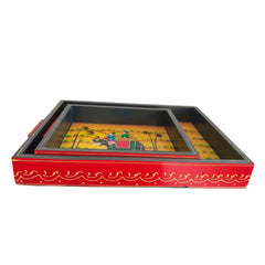 Hand-Painted Decorative Tray Set | Artisan Serving & Display Trays maruthi handicrafts