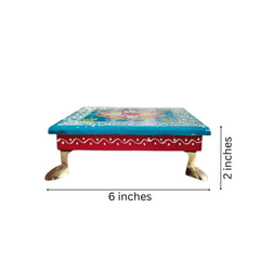 Hand-Painted Wooden Stool For Pooja (Chowki) with Traditional Design Wood Decorative
