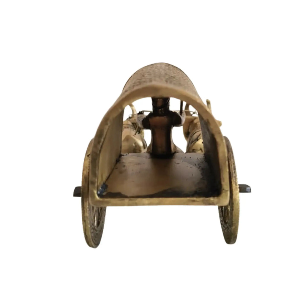 Brass Bullock Cart Figurine with Covered Canopy | Traditional Home Decor Showpiece Brass Ware