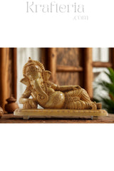 Ganesha in Resting Pose – Beautiful Handcarved Wooden Art
