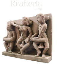 Grace and Rhythm-Dance of the Apsara and Dolak Player Sand Stone