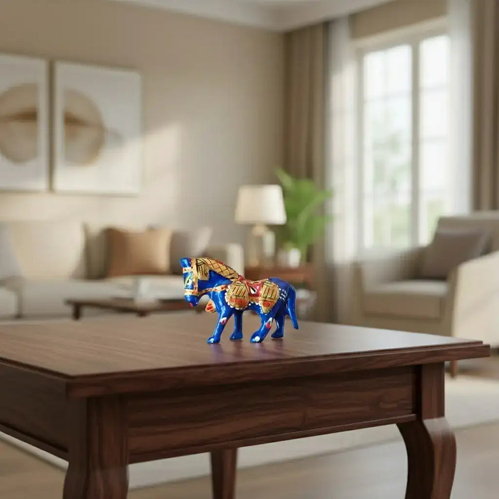 Handmade Metal Blue Horse | Artistic Home Decor Figurine maruthi handicrafts