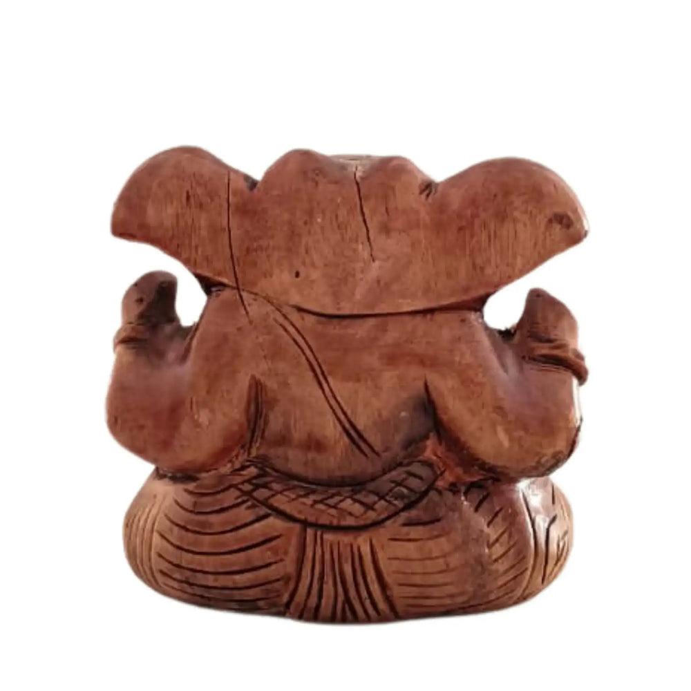 Decorative Wooden Ganesh in Seated Position | Handmade Religious Figurine maruthi handicrafts