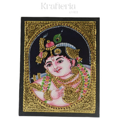 Little Krishna’s Divine Childhood – Thanjavur Painting