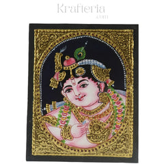 Little Krishna’s Divine Childhood – Thanjavur Painting Paintings