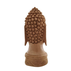 Buddha Wooden Head Statue | Hand-Carved Spiritual Decor maruthi handicrafts
