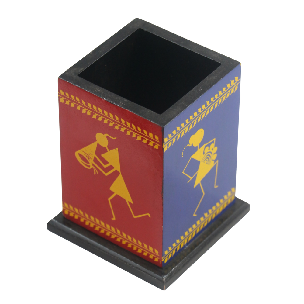 Eco-friendly Channapatna hand-painted wooden pen holder