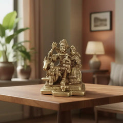 Brass Shiva Parivar on Nandi – Divine Family Idol for Conjugal Harmony and Auspiciousness Brass Ware