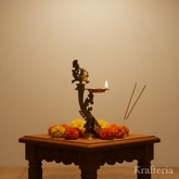 Traditional Hanging Peacock Oil Lamp for Home Temple & Festive Decor Brass Artwork