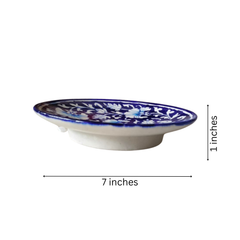 Classic Deep Blue Pottery Floral Wall Plate | Quartz Ceramic Decor Pottery