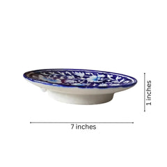 Classic Deep Blue Pottery Floral Wall Plate | Quartz Ceramic Decor Pottery