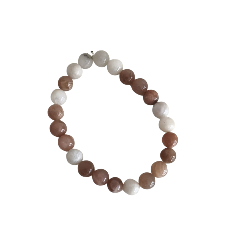 Peach & White Natural Crystal Bead Bracelet | Rose quartz Fashion