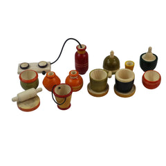 Eco-friendly wooden kitchen toys set with bright hand-painted finish