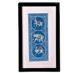 Traditional Indian Blue Pottery-style Miniature Painting Paintings