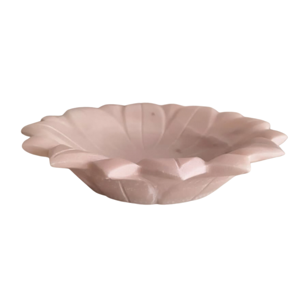 Handcrafted Marble Lotus Urli – Decorative Floral Bowl Marble Soft Stone