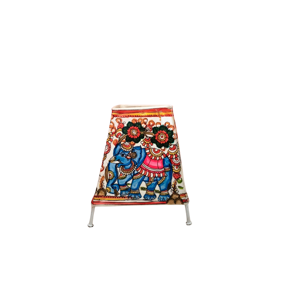 Blooming Majesty – Elephant Leather Puppetry Artwork | Bed Lamp Leather Paintings