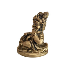 Brass Idol of Bal Krishna (Baby Krishna) with Butter Ball Brass Ware