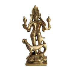 Powerful Brass Kala Bhairava Idol with Dog - Protector Deity Sculpture