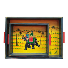 Hand-Painted Decorative Tray Set | Artisan Serving & Display Trays maruthi handicrafts