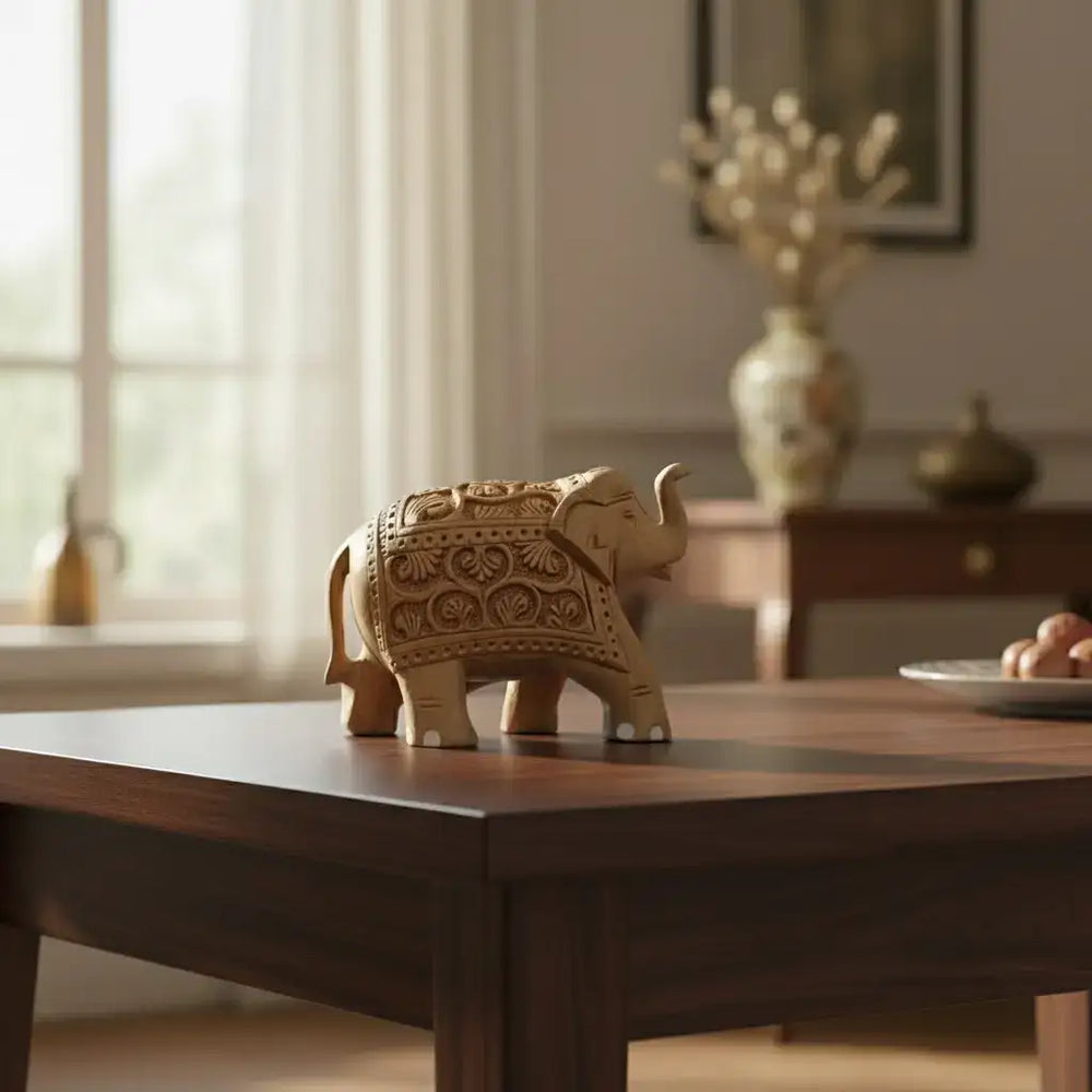 Hand-Carved Wooden Elephants – Artisan Decorative Sculptures maruthi handicrafts