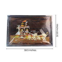 Gita Upadesh Inlay Art – Krishna and Arjuna Scene in Rosewood Frame