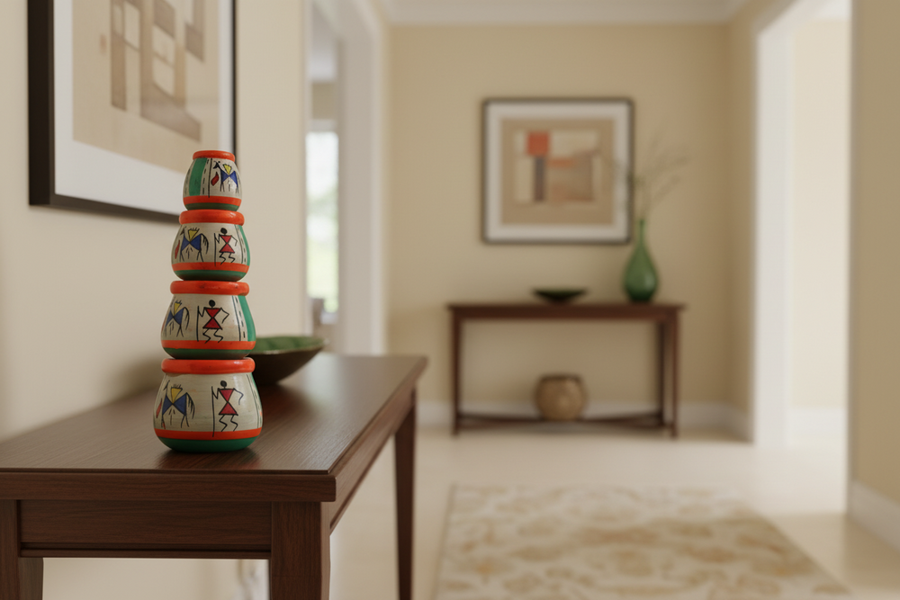 Channapatna Craft Pot Set – Handmade & Hand-Painted Wooden Decor Items Wooden Lacquerware&toys