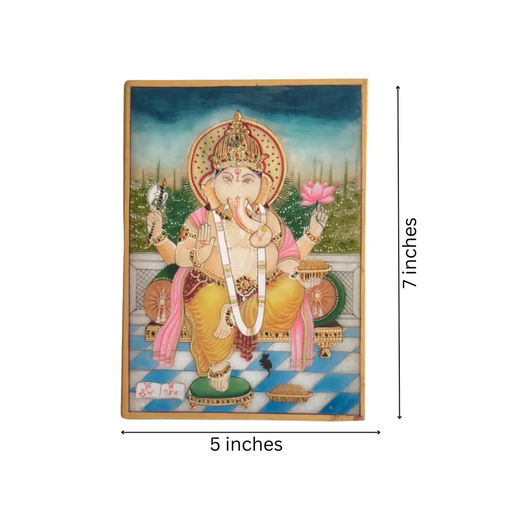 Lord Ganesha Marble Rajasthani Painting Paintings
