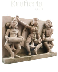 Grace and Rhythm-Dance of the Apsara and Dolak Player Sand Stone