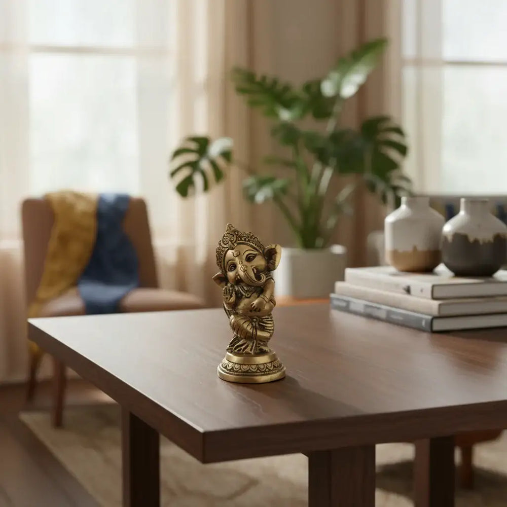 Little Lord Ganesha Brass Idol Brass Ware