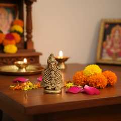 Brass Tuljapur Bhavani Mata Idol - Goddess of Power & Protection