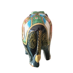 Black Painted Wooden Mughal Elephants – Elegant Decorative Figurines maruthi handicrafts