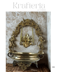 Brass Ganesha on Swing with Urli – Auspicious Decorative Showpiece