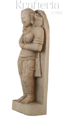 Ancient Elegance - Sandstone Relief of a Celestial Being