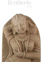 Ancient Elegance - Sandstone Relief of a Celestial Being