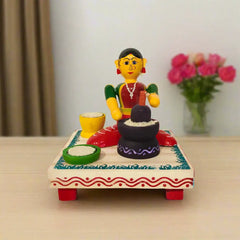 Etikoppaka Wooden Toy - The Traditional Woman Grinding Grains Etikoppaka Lacquerware