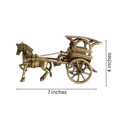 Vintage Style Brass Horse and Chariot Figurine | Handcrafted Indian Tonga / Buggy Decor
