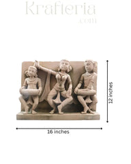 Grace and Rhythm-Dance of the Apsara and Dolak Player Sand Stone