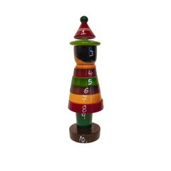 Etikoppaka 'Joker' Stacking Toy - Traditional Handcrafted Wooden Number Art