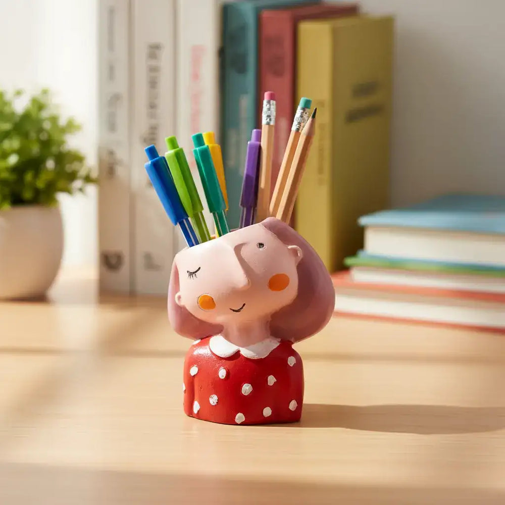 Decorative Girl Pen Stand – Cute & Functional Desk Accessory Accessories