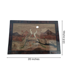 Couple Peacock Wood Inlay – Traditional Mysore Rosewood Artwork