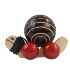 Handmade Channapatna wooden tortoise pull along toy