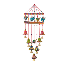 Auspicious Rajasthani Style Jhumar with Elephants and Terracotta Bells