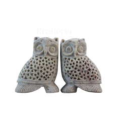 Handcrafted Pair of Owls – Intricate Jali Art Decorative Figurines