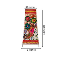 Hand-Painted Leather Lamp with Vibrant Fish and Tree of Life Motif Leather Paintings