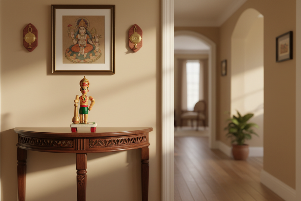 Devotional Decor - Etikoppaka Hanuman with Mace Etikoppaka Lacquerware