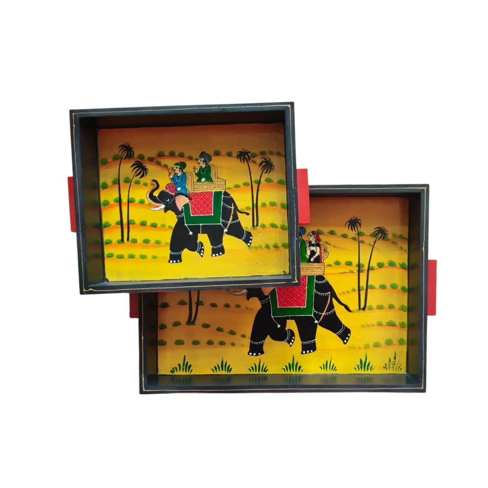 Hand-Painted Decorative Tray Set | Artisan Serving & Display Trays maruthi handicrafts