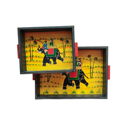 Hand-Painted Decorative Tray Set | Artisan Serving & Display Trays maruthi handicrafts